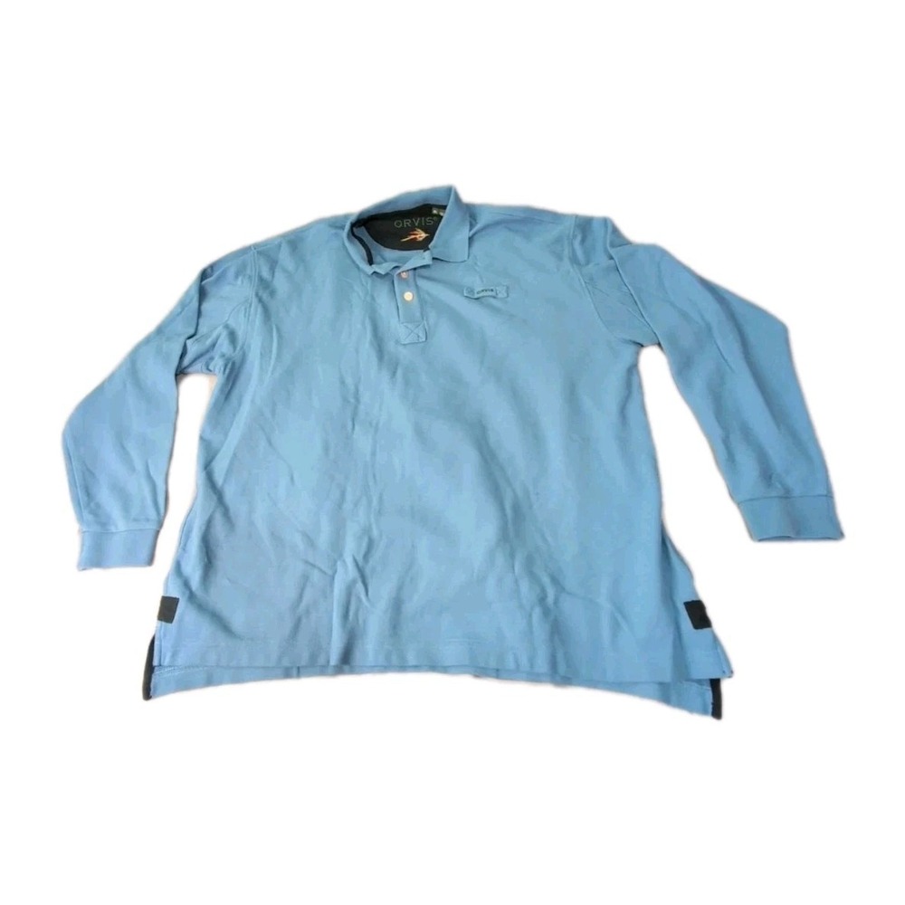 Orvis Signature Collection Polo Shirt Mens X-Large‎ Light Blue Long Sleeve
